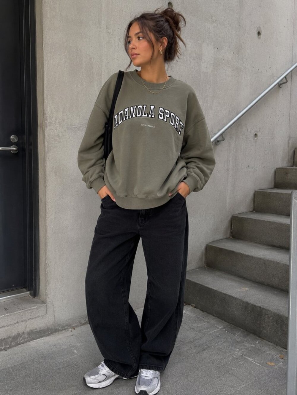 Adanola Sport Sweatshirt Green Streetwear Crewneck Oversized XL